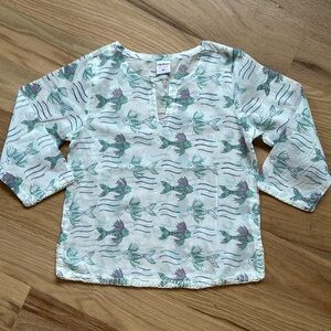 NWOT! Rikshaw Design toddler tunic white with pink/green Fishies, size 4T